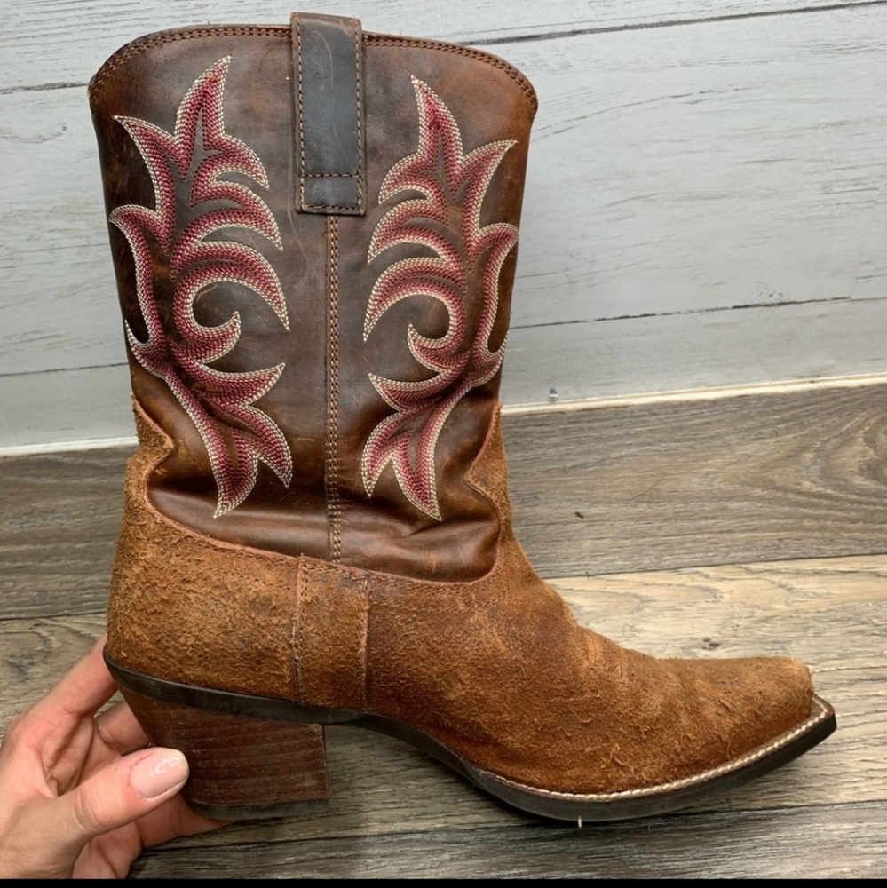 Ariat Brown Leather Side Zip Pointed Toe Cowboy Boots